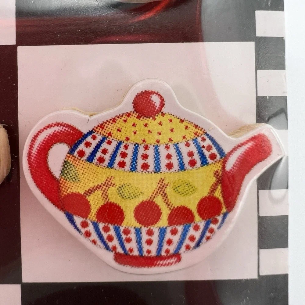 Vintage Mary Engelbreit Decorative Thumbtacks Teatime Tea Kettles Teapots Queen